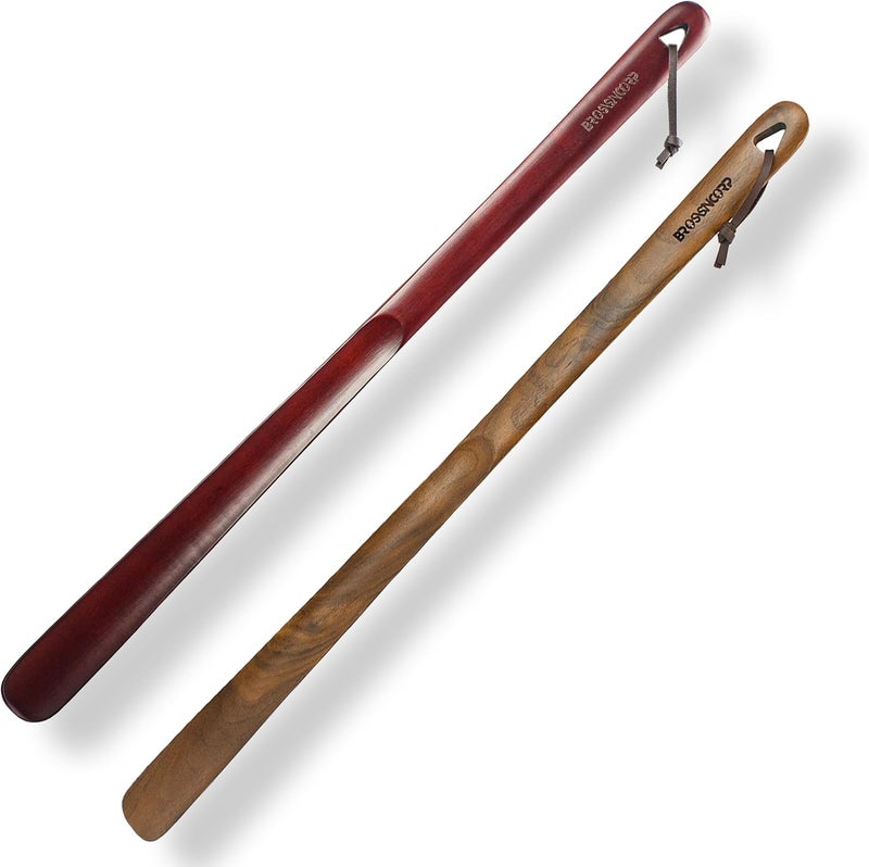 Brosisincorp قرن حذاء خشبي بمقبض طويل لكبار السن 23.6" مساعد سهل للارتداء للأحذية للنساء والأطفال والرضع وكبار السن مع حلقات تعليق - Image 1
